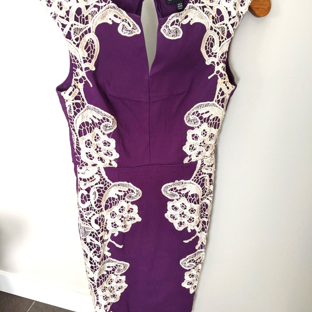 Purple and cream lace dress